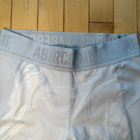 ABERCROMBIE & FITCH White & grey swirl pattern mesh inset crop leggings size XS - Picture 3 of 15